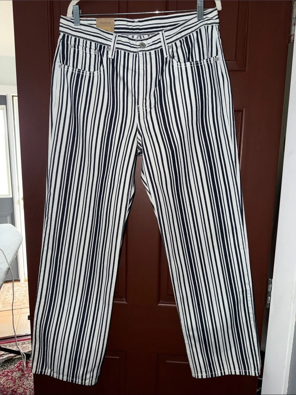 Levi's Low Pro Railroad Stripe Jeans NWT Women's Relaxed Straight Leg Mid Rise
